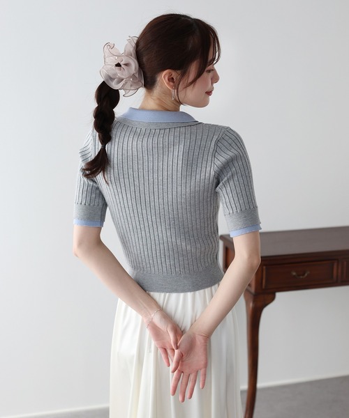 「BLUEEAST」 半袖ニット MEDIUM アイボリー レディース_画像8