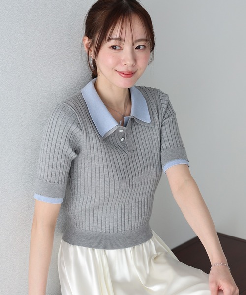 「BLUEEAST」 半袖ニット MEDIUM アイボリー レディース_画像9