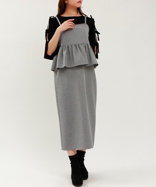「ASTORIA ODIER」 キャミソールワンピース MEDIUM ライトグレー レディース_画像3