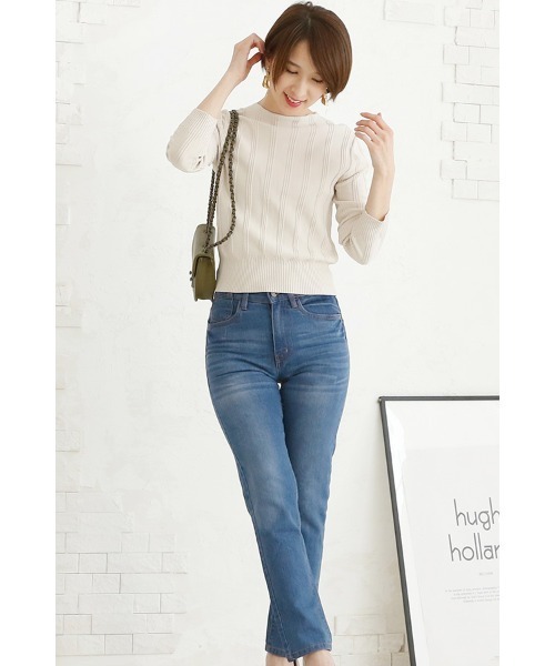 ElegChic ジーンズ デニム デニムパンツ ハイライズストレッチ
