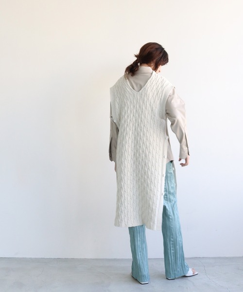 ニット セーター cable long＆leen knit vest(ケーブルニットベスト) レディース DRESSLAVE ニット セーター cable long＆leen knit vest