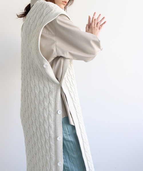 ニット セーター cable long＆leen knit vest(ケーブルニットベスト) レディース DRESSLAVE ニット セーター cable long＆leen knit vest