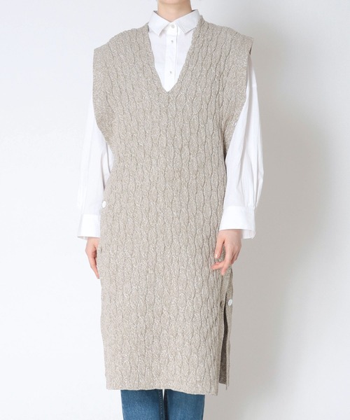 DIESEL ディーゼル Linen knit long vest ニットベスト DIESEL(ディーゼル) Linen/knit long vest リネン/ニット 切替