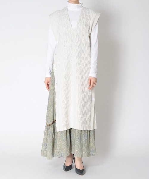 ニット セーター cable long＆leen knit vest(ケーブルニットベスト) レディース DRESSLAVE ニット セーター cable long＆leen knit vest
