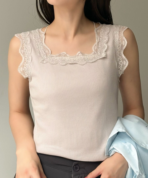 タンクトップ ノースリーブ ラッセルレースタンクトップ「MADE IN JAPAN」 レディース sedacle girl タンクトップ ノースリーブ ガーターデザイン