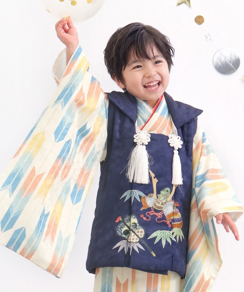 KYOETSU（京越） 着物 3歳 男の子 七五三 被布 着物 8点セット B
