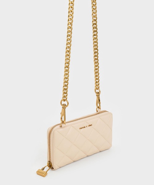 CHARLES ＆ KEITH 財布 スウィング キルトジップキーポーチ