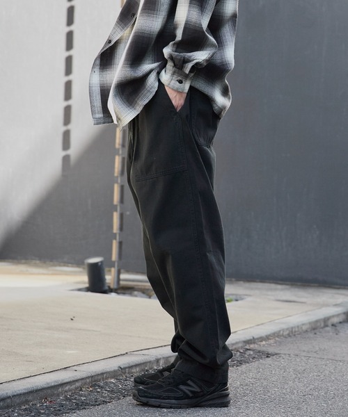 （g）グラム黒 ウエストゴム テーパードチノパン GRAMICCI（グラミチ） チノパン LOOSE TAPERED RIDGE PANT テーパード