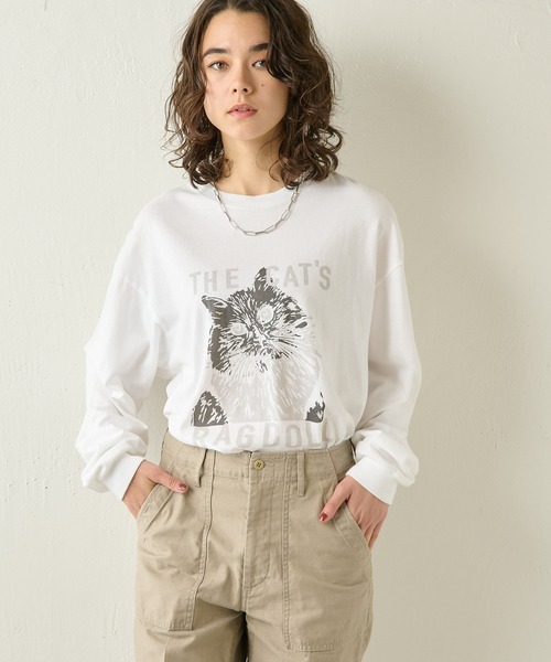定番，定番人気】 tシャツ Tシャツ CATロングTシャツ