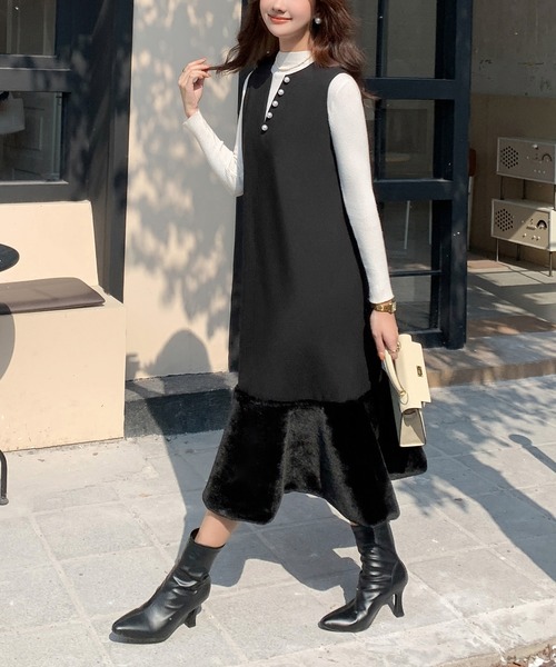 MAISON DE THERESE ワンピース Vネックノースリーブワンピース