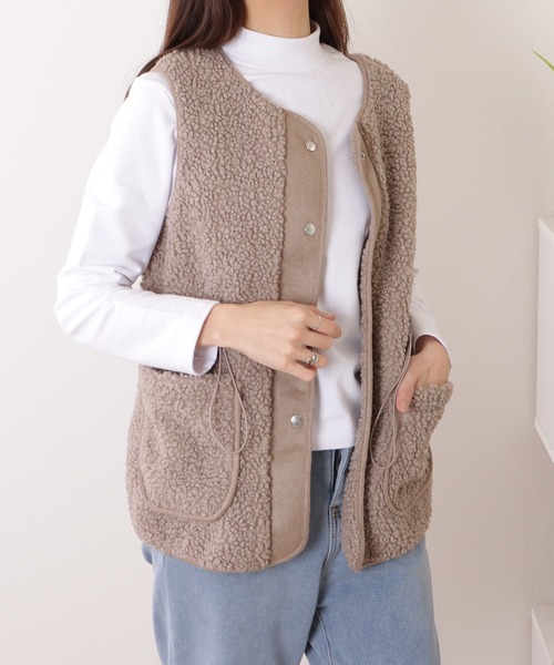 Lace Ladies（レースレディース） ベスト ジレ スナップ付き 中綿 ボア