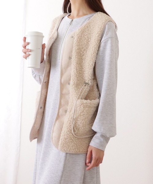 Lace Ladies（レースレディース） ベスト ジレ スナップ付き 中綿 ボア