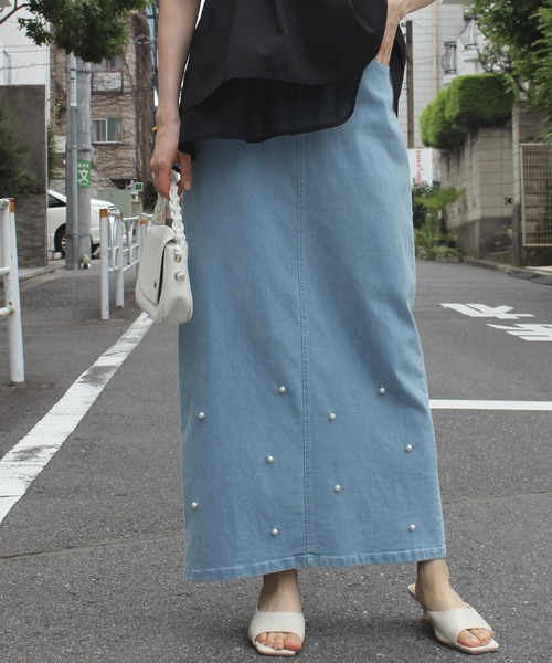 スカート デニム INCEDE スカート スーパーストレッチ デニムロングスカート