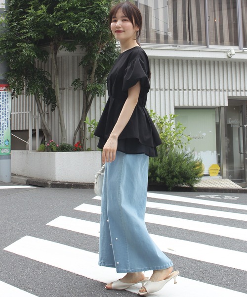 INCEDE スカート スーパーストレッチ デニムロングスカート
