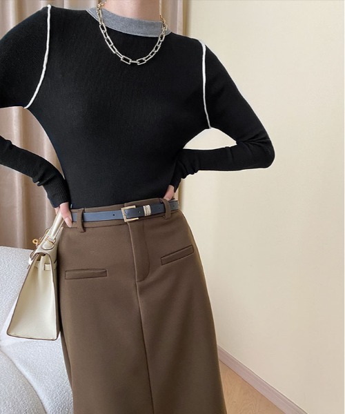 ニット セーター クルーネック バイカラー レディース : ZOZOTOWN