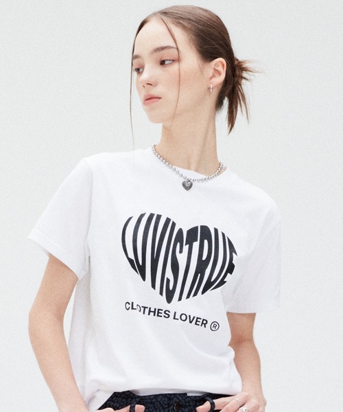 [LUVISTRUE]★24SS★韓国人気★HEART LOGO STITCH TEE ☆韓国の人気☆【Project G/R】☆I Love GR T-Shirt☆Black