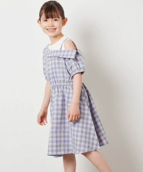 a.v.v ワンピース 「100-130」アシメオフショルレイヤード風