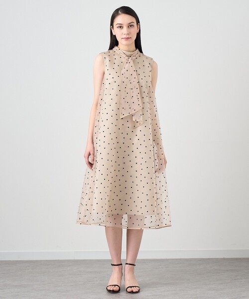 アナイ 36 パンジー柄　シャーリング　ロングワンピース 美品 ANAYI パンジー柄 シャーリング ロングワンピース Aライン 38
