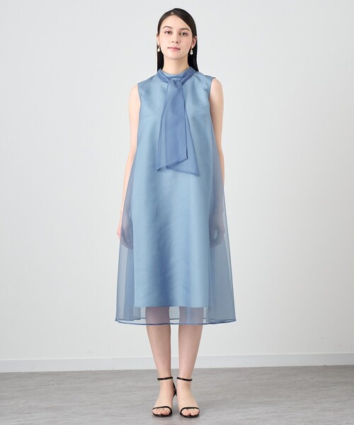 24AW/極美品♡アナイ シアーオーガンジーボウタイワンピース ドット 36 ANAYI（アナイ） ワンピース シアーオーガンジーボウタイワンピース