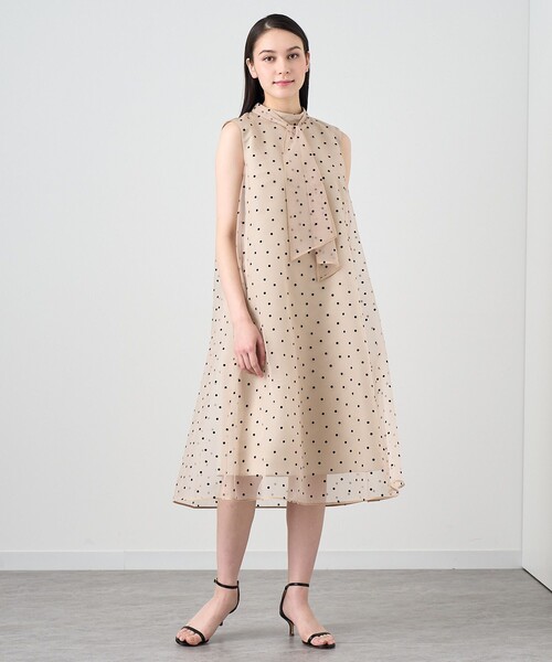 こぐふま　　　　　　　　　 ANAYI　オーガンジーワンピース ANAYI（アナイ） ワンピース シアーオーガンジーボウタイワンピース