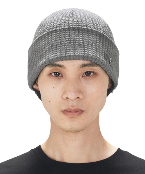 ★OY★SMILE CUBE RIVET WAFFLE BEANIE - GREY★正規品/送料込 OY ニット帽 ニットキャップ 「OY/オーワイ」 SMILE CUBE RIVET