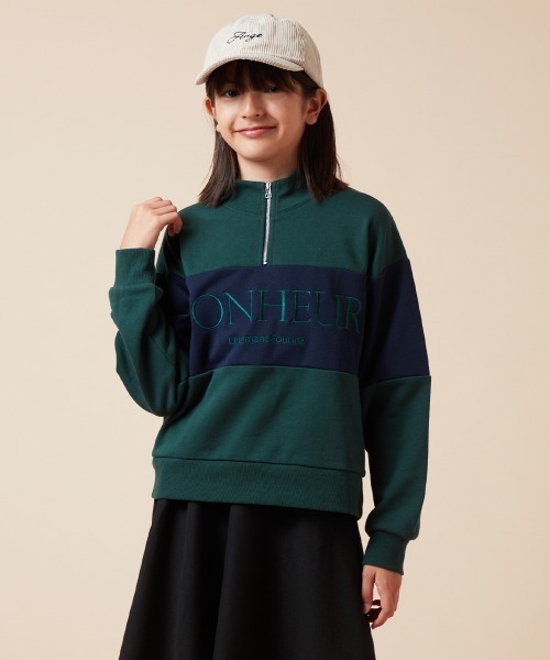 N°21 キッズ ハーフジップ ロゴプリント スウェットシャツ a.v.v トレーナー 「160」ハーフジップ配色ロゴスウェット