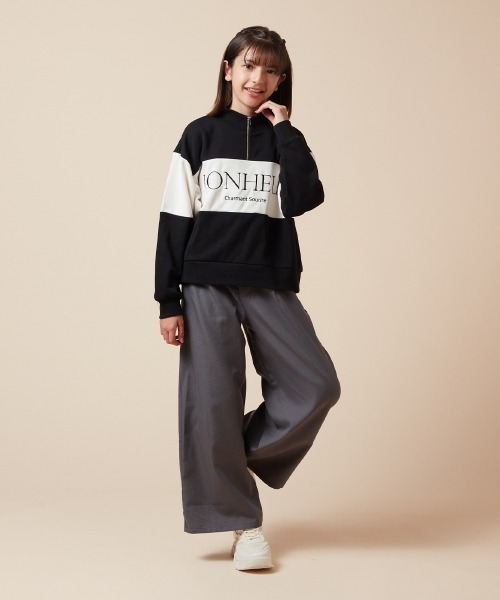 N°21 キッズ ハーフジップ ロゴプリント スウェットシャツ a.v.v トレーナー 「160」ハーフジップ配色ロゴスウェット
