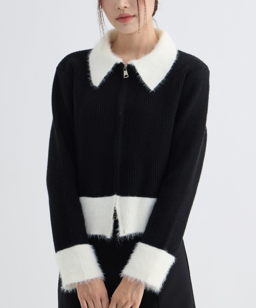 AsRiRe ニット セーター 新色追加/ダブルジップ配色ニット レディース