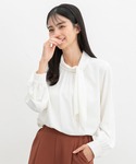 ブラウス シャツ アシメボウタイブラウス レディースの詳細画像2