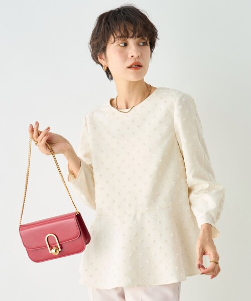値下げ！美品！ella＊ドビードットジャガードブラウス ella_selectshopドビードットジャガードブラウス
