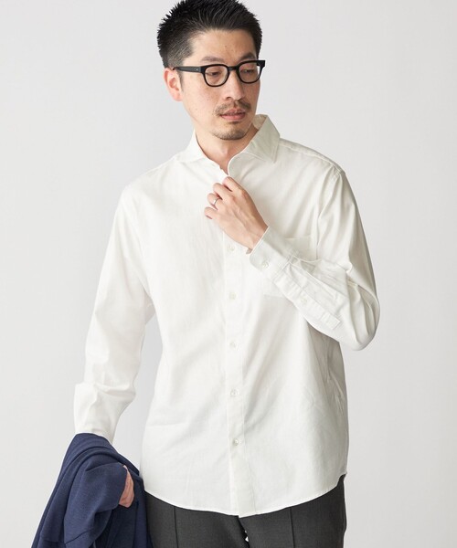 SHIPS シャツ SHIPS: セミワイド ソリッド ネルシャツ メンズ