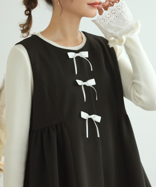 ♥様リクエスト　リボンペプラムベスト＆パンツ MERAKI ベスト ジレ リボンペプラムジレ レディース : ZOZOTOWN Yahoo