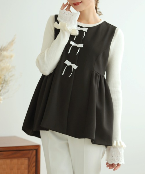 ♥heve ヘイブ♥のリボンウールジレ ALEGRE]ウールライクジレ | KOBUNSHA SELECT SHOP | [ALEGRE]ウール