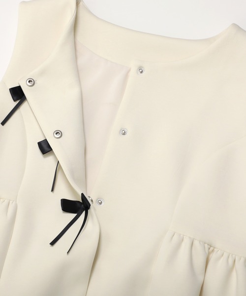 MERAKI ベスト ジレ リボンペプラムジレ レディース : ZOZOTOWN Yahoo