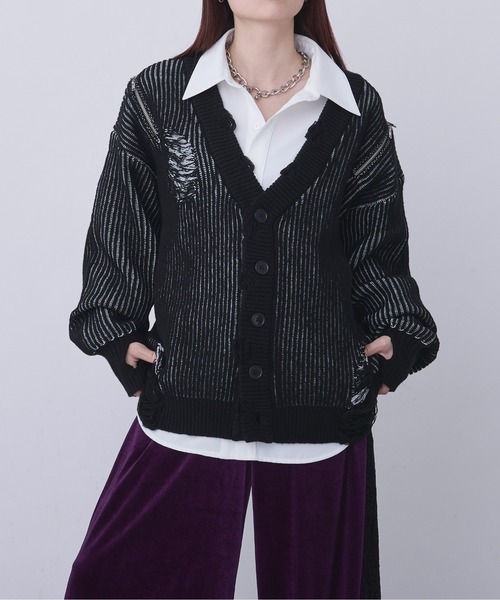 Ellno Loset（エルノロゼット） カーディガン ショルダージップ