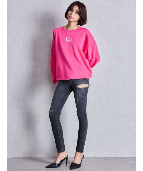GYDA サイド ペグトップ デニムパンツ Mサイズ ジェイダ GYDA SIDE RIPPEDペグトップデニムパンツ （アイス