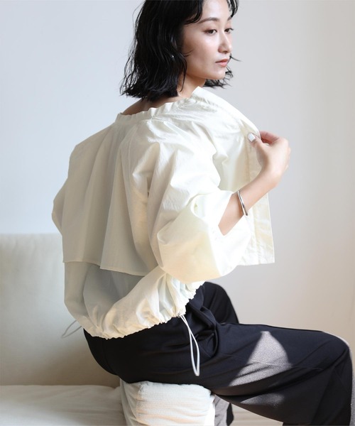 FLORENT / ドローストリングブルゾン/00/ポリエステル/ホワイト/2411F02103/首元・袖口汚れ有 ur's（ユアーズ） ラッシュガード ドローストリングブルゾン/ラッシュ