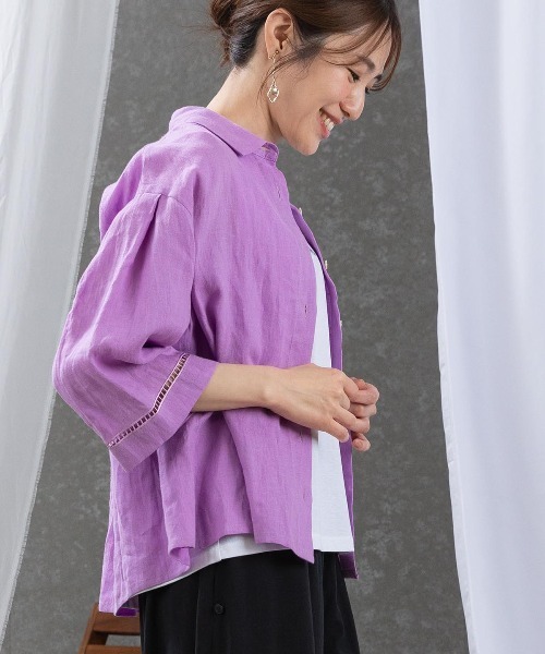 picone roma ブラウス STUDIO PICONE ブラウス シャツ 麻100％エンブロイダリー