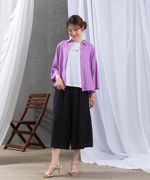 ピッコーネブラウス コットン100％ツリー刺繍ブラウス|スタジオピッコーネ - ゴルフウェア