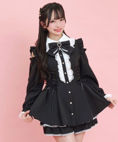 SECRET セットアップ 楽天市場】ケープ付きセットアップ11/27 12:00 ストライプ再入荷