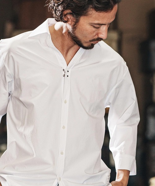 【新品未使用】サイズ4 メンズ シャツ ラッセルノ 2762 wjk reluxe シャツ ms5986-cool stretch hook 3-4 sleeve shirts 7分袖