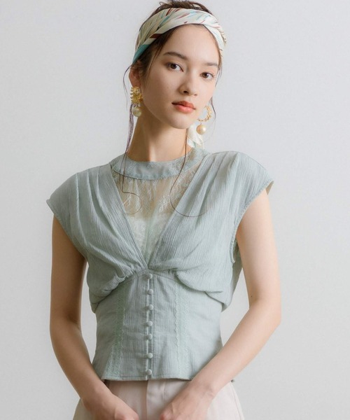 「LA BELLE ETUDE」 「belle vintage」半袖ブラウス FREE ライトグリーン レディース