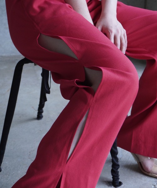 ワイドパンツ パンツ SIDE SLIT PANTS レディースの画像