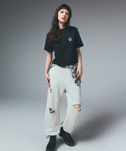 X-girl（エックスガール） スウェットパンツ ジャージ DISTRESSED