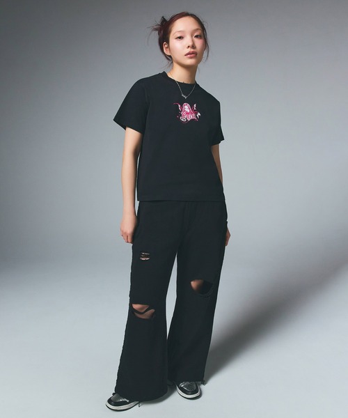 X-girl ダメージスウェットパンツ X-girl（エックスガール） スウェットパンツ ジャージ DISTRESSED