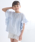 ブラウス シャツ キッズ 親子お揃いガーゼ袖フ...の詳細画像3