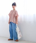 ブラウス シャツ キッズ 親子お揃いガーゼ袖フ...の詳細画像5