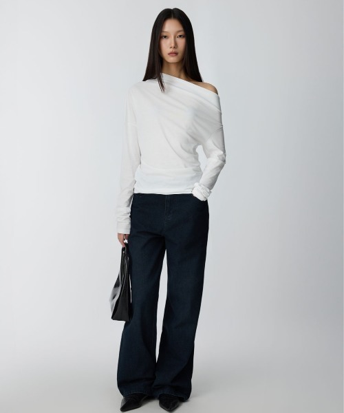 tシャツ Studio Doe Sloping Neck Shoulder Shape Top レディース Studio Doe tシャツ Sloping Neck Shoulder Shape Top