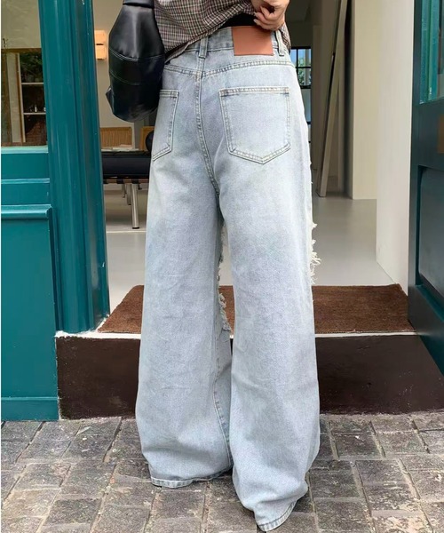 ✨モケモケさん♥デニム♥レース♥シュシュ✨ AsRiRe ワイドパンツ ジーンズ デニム デニムパンツ 「26SS新色/新柄