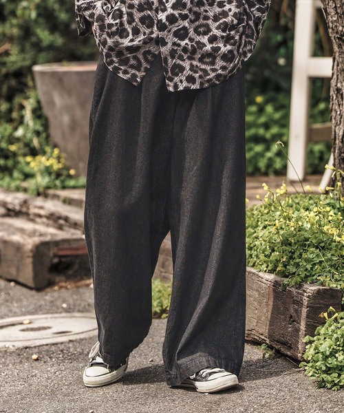 ジーンズ mp13567- タック入りワイドデニムパンツ メンズ
